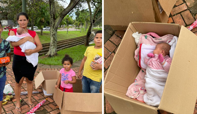 Mãe que vendia balas no sinal deixava bebê na caixa de papelão para trabalhar: